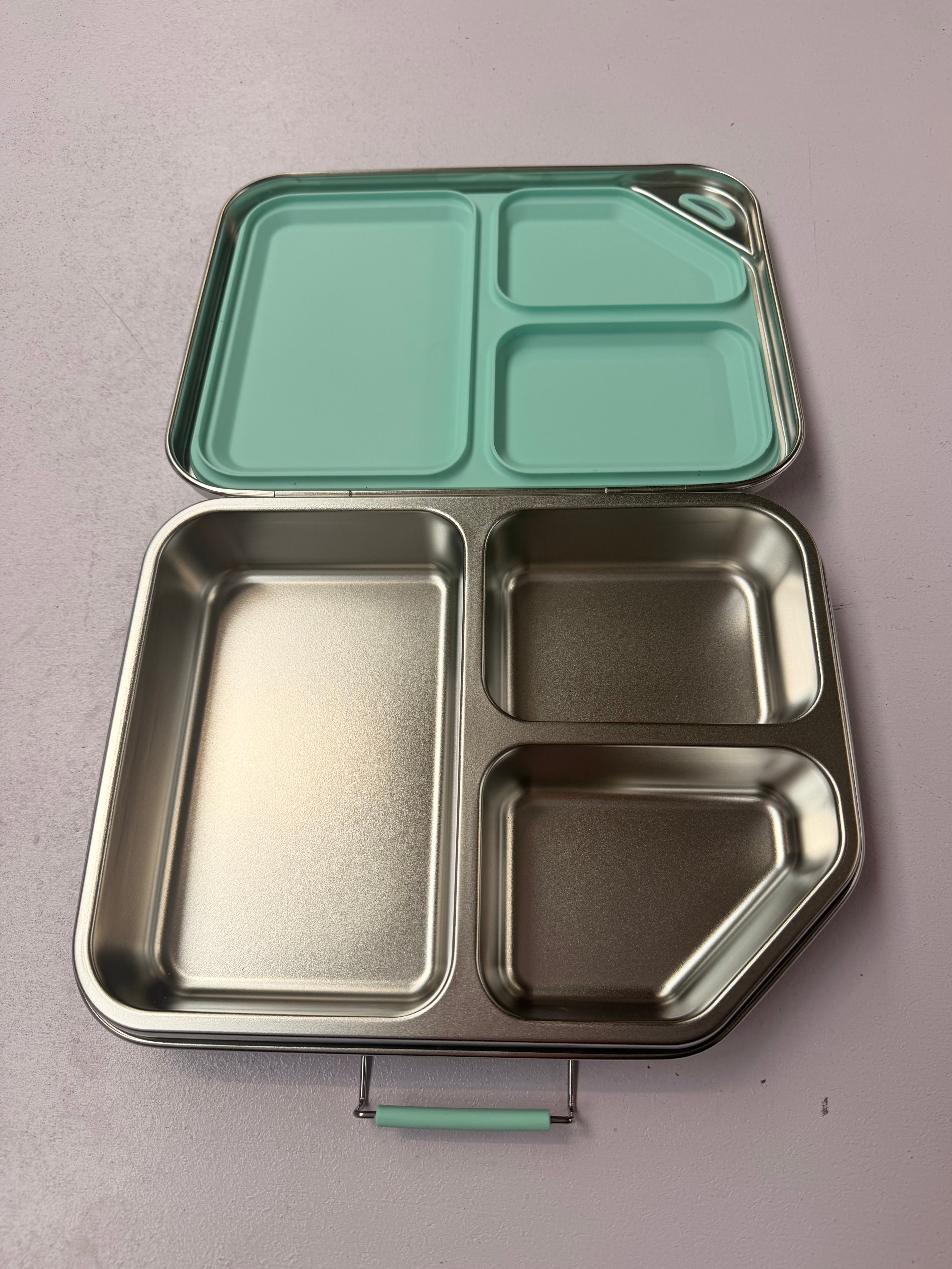3 Compartment Stainless Steel Lunch Box with handle
