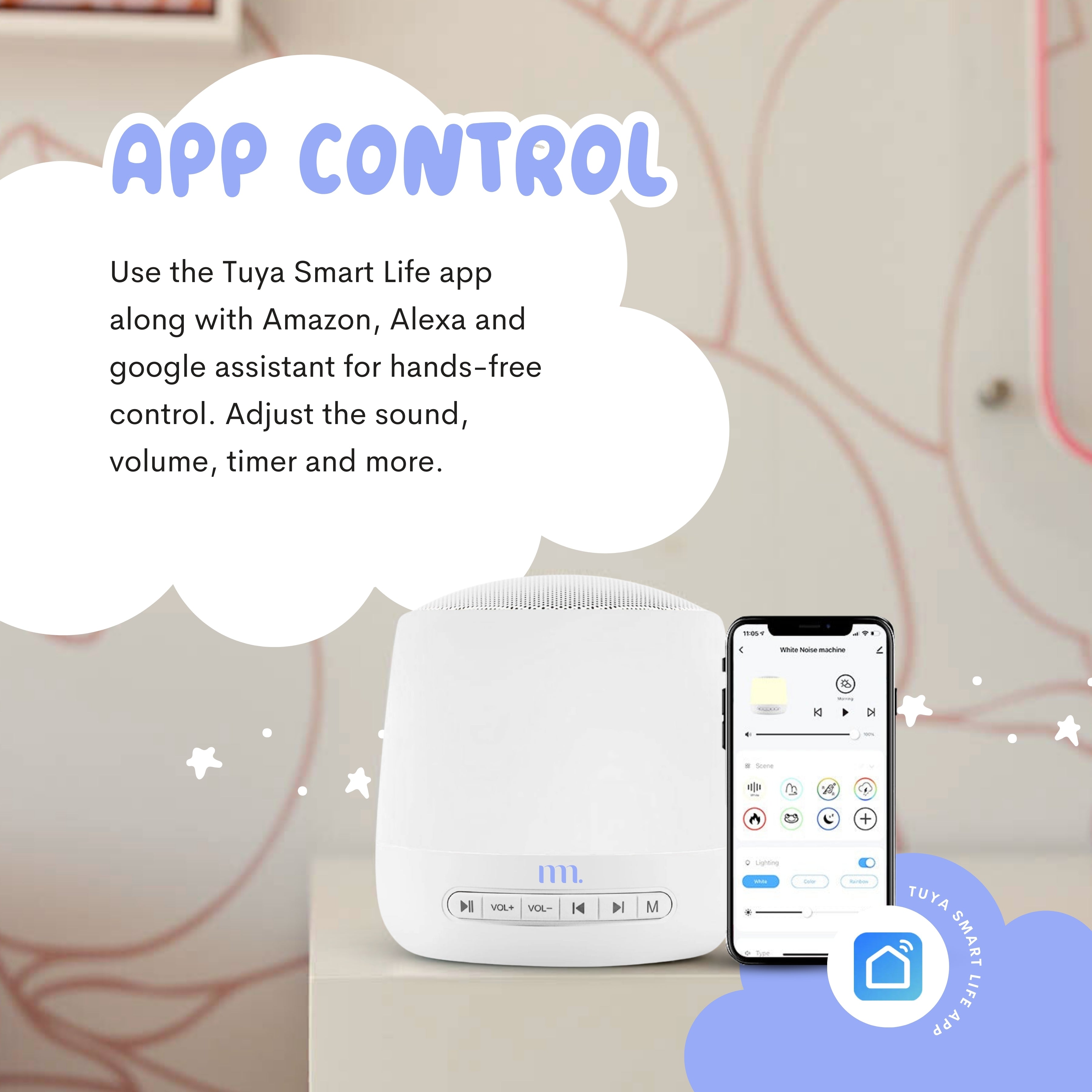 The Midwife Mumma Sound Machine & Sleep Light - Button Function and Plug in