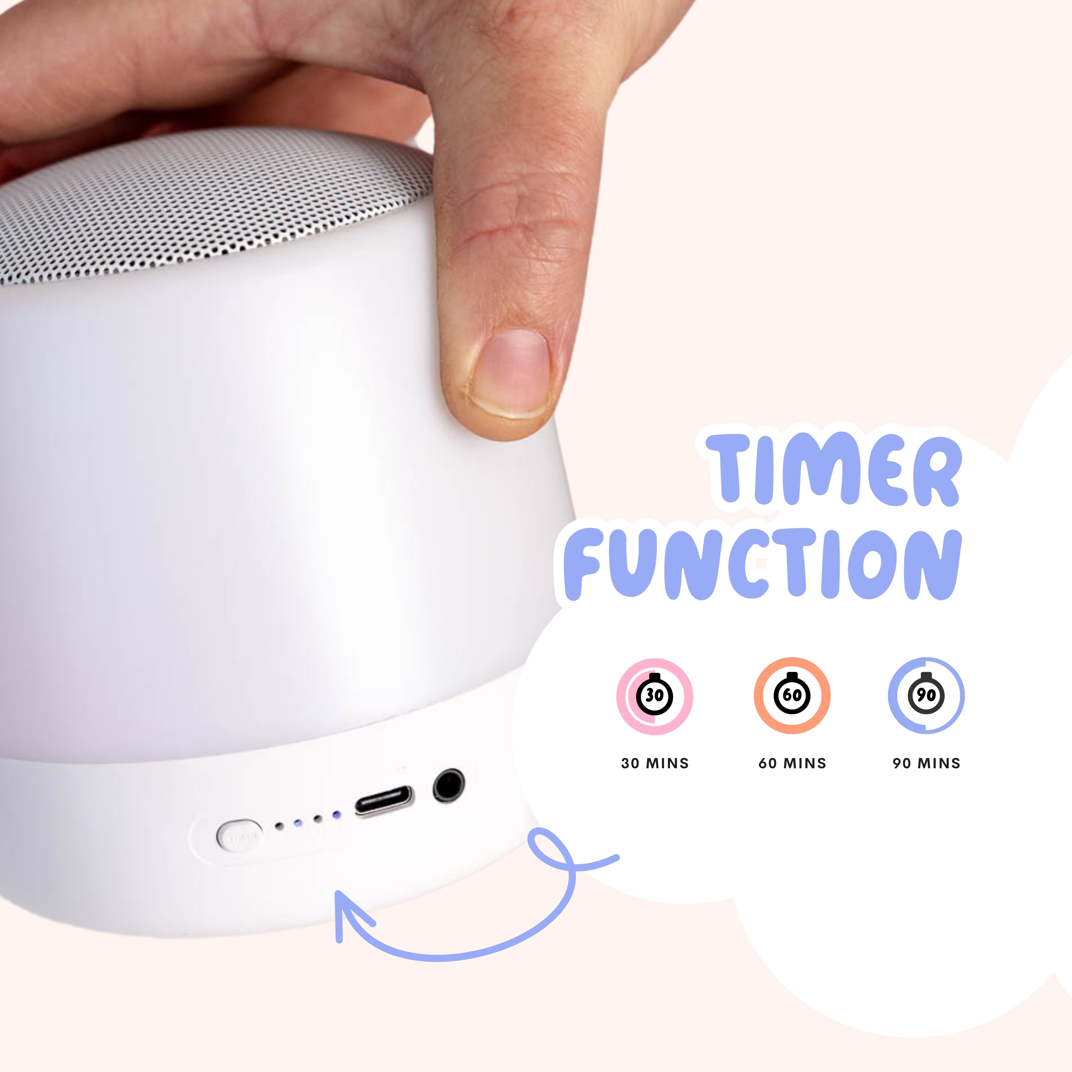 The Midwife Mumma Sound Machine & Sleep Light - Button Function and Plug in