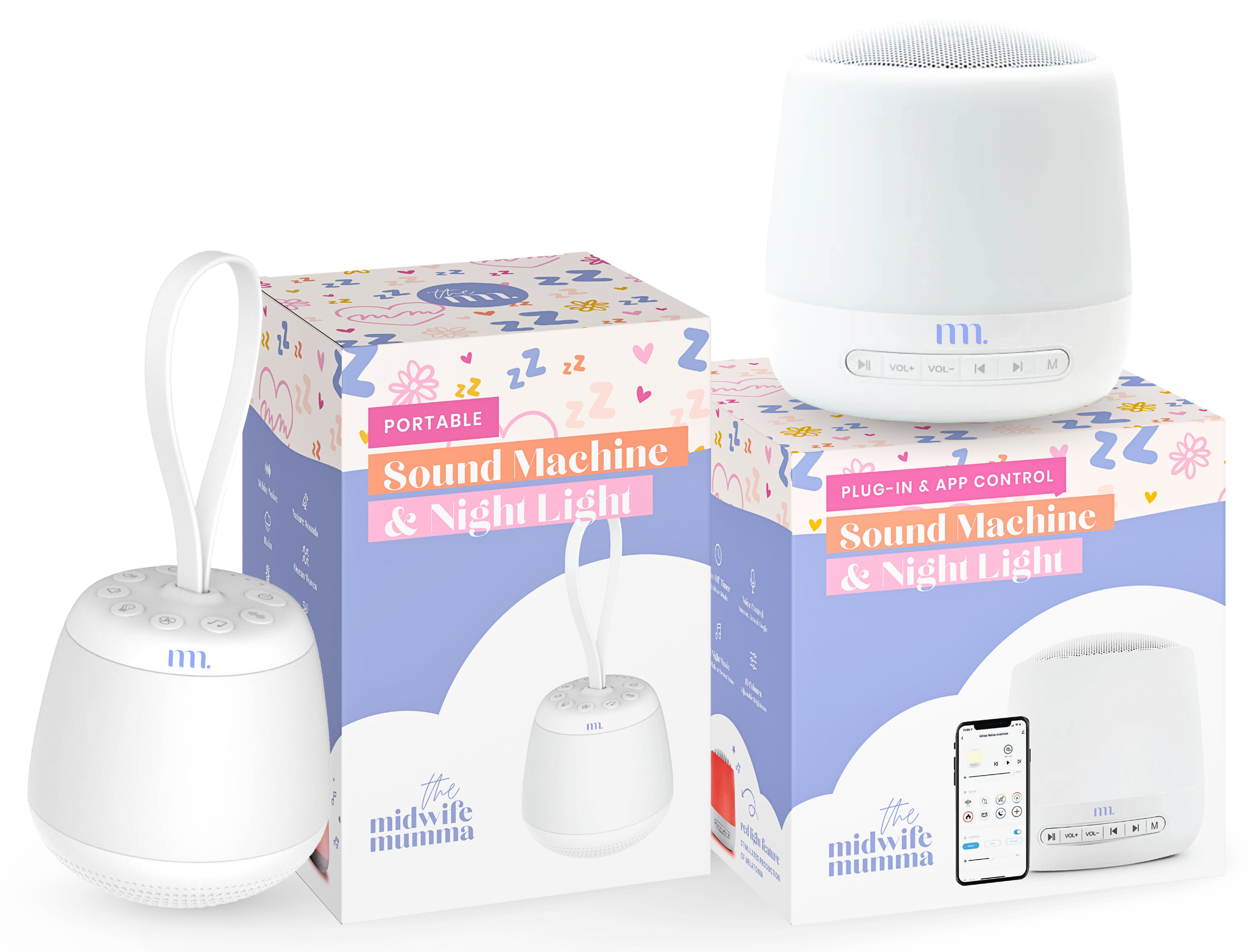 The Midwife Mumma Bundle White Noise Machine & Light - Duo Pack