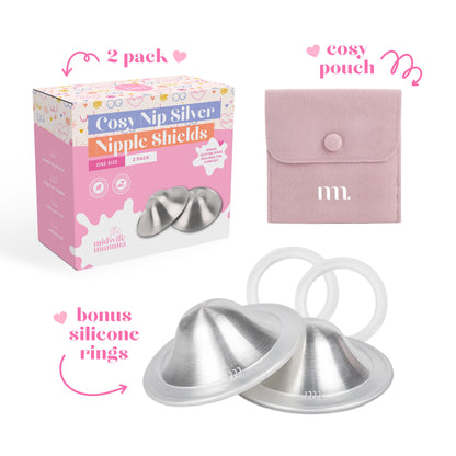 The Midwife Mumma Cosy Nip Cups - One Size Silver