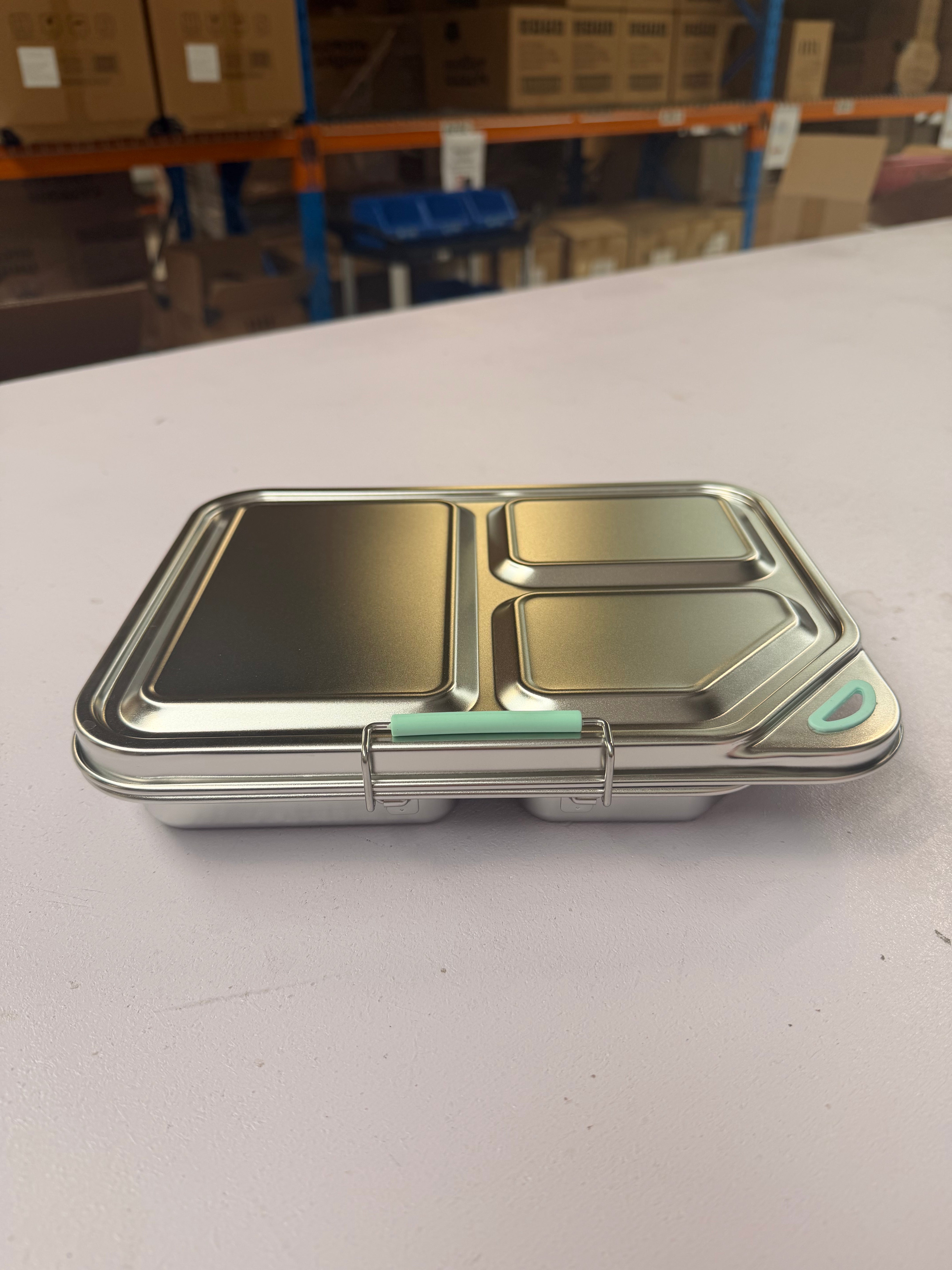 3 Compartment Stainless Steel Lunch Box with handle