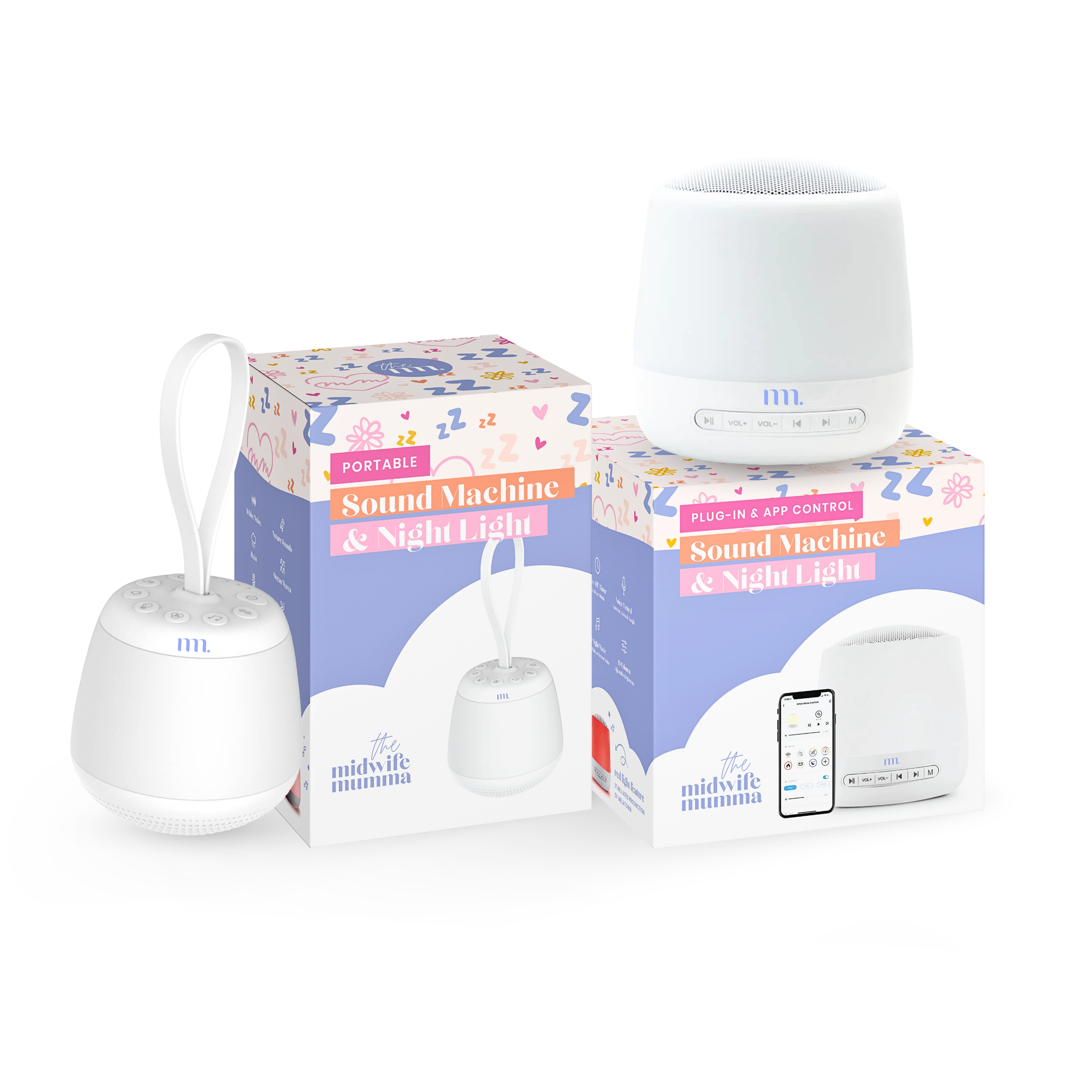 The Midwife Mumma Bundle White Noise Machine & Light - Duo Pack