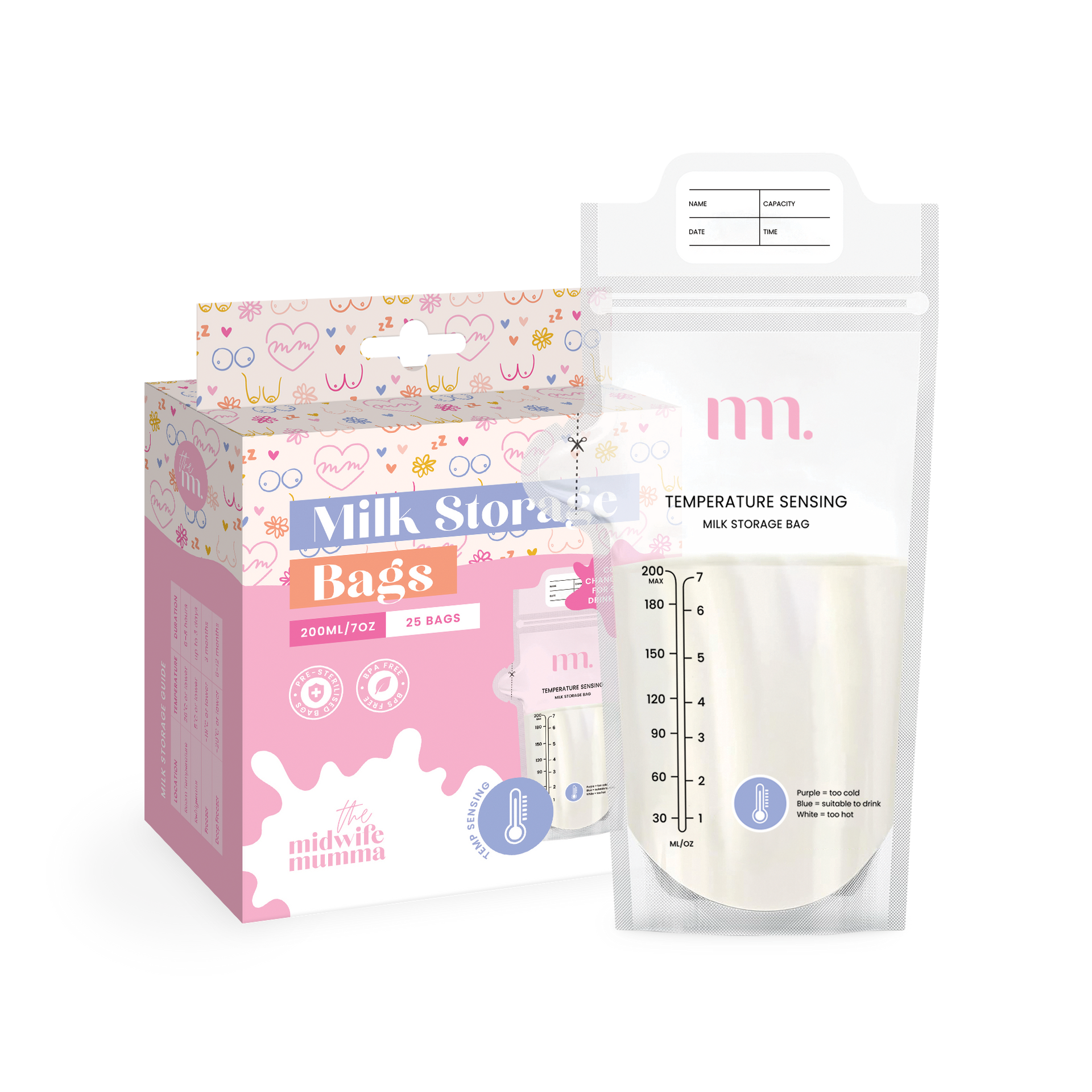 専用 UKOrg ドクターフィールグッド 2nd+ Mothers Milk The Midwife Mumma Breastmilk Storage Bags 25 pack