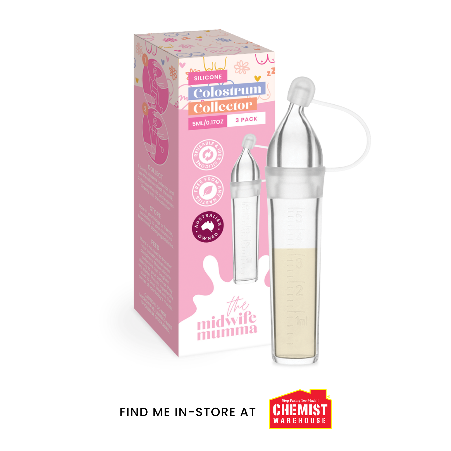 The Midwife Mumma Colostrum Reusable Breast Milk Collectors