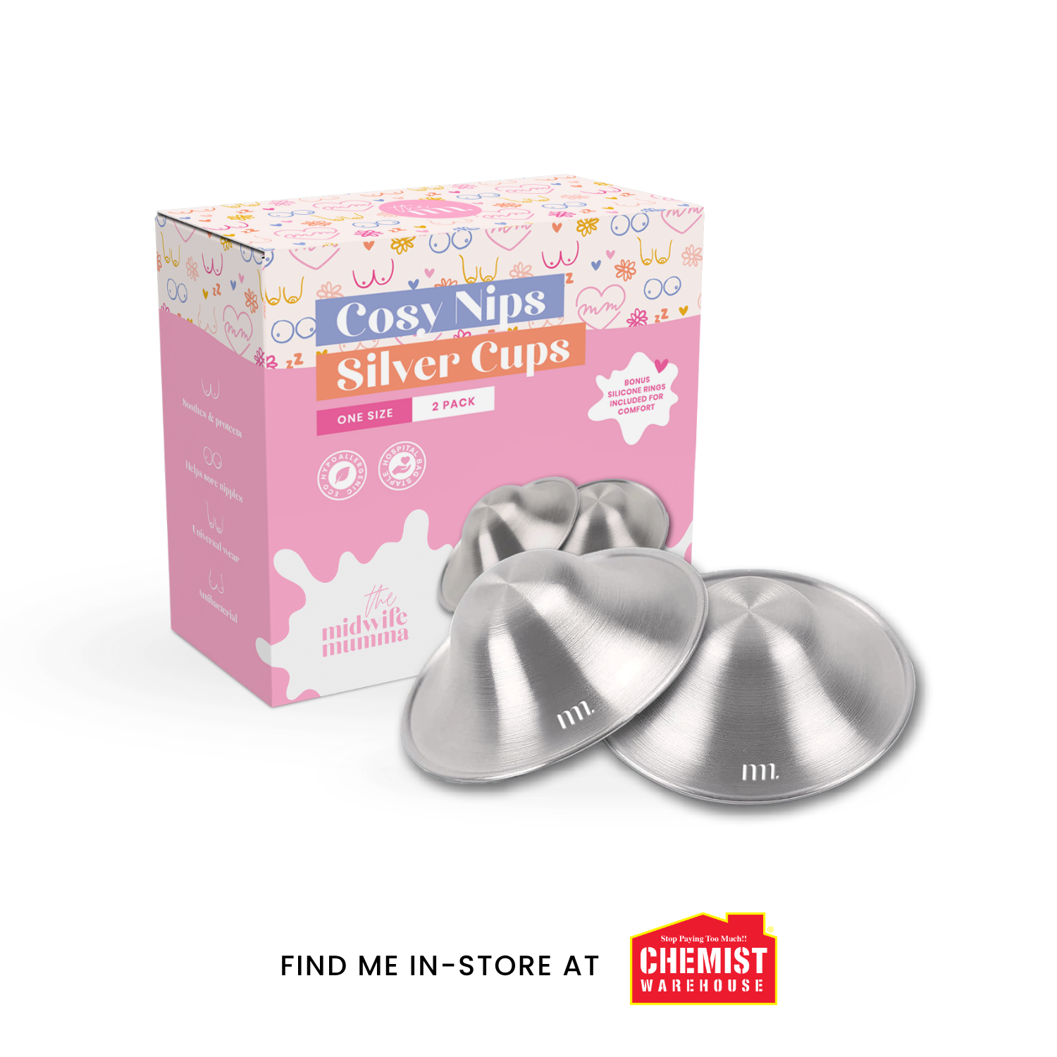 The Midwife Mumma Cosy Nip Cups - SOLD OUT - Available in store at Chemist Warehouse nationwide