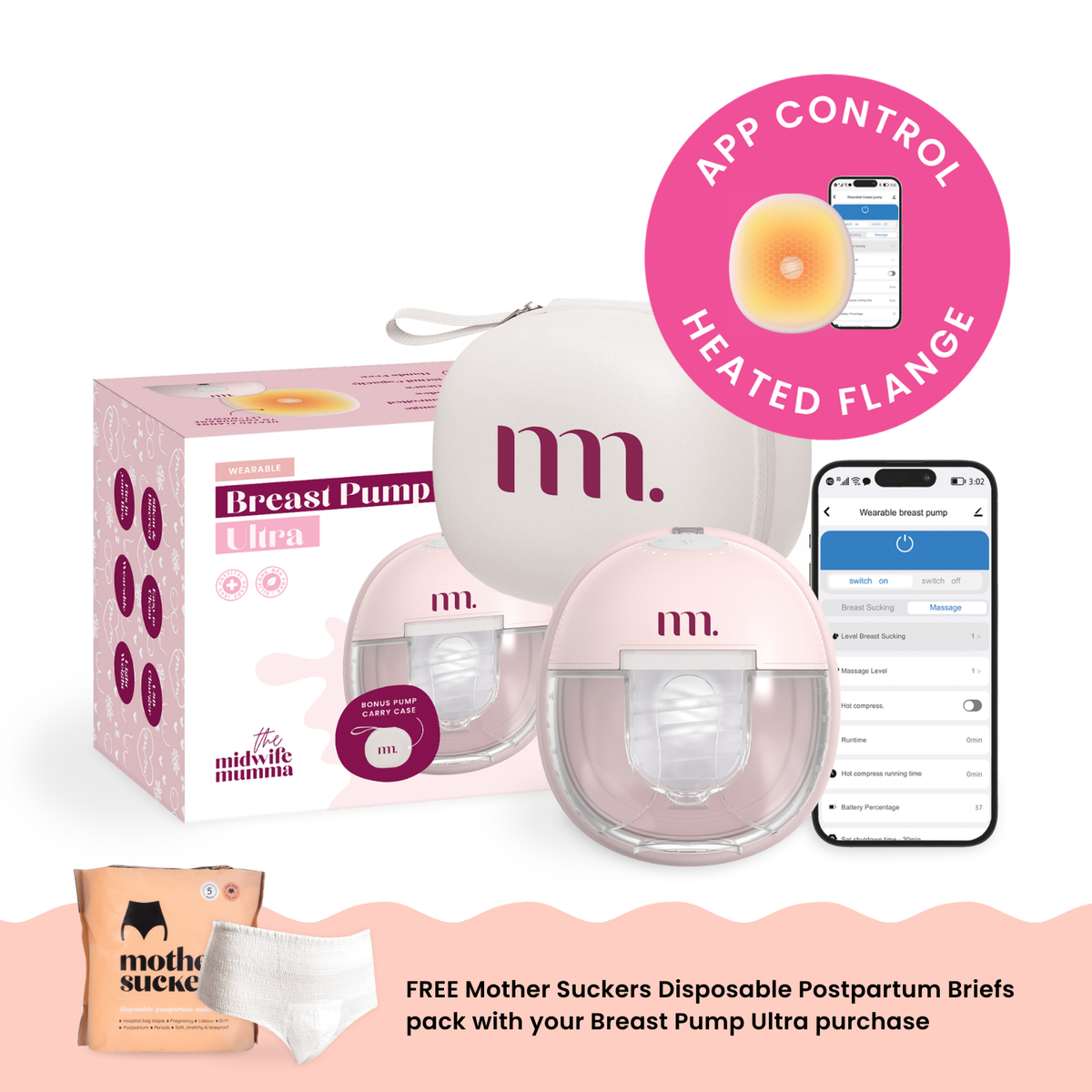The Midwife Mumma Single Breast Pump Ultra with FREE pack of Mother Sucker Disposable Brief